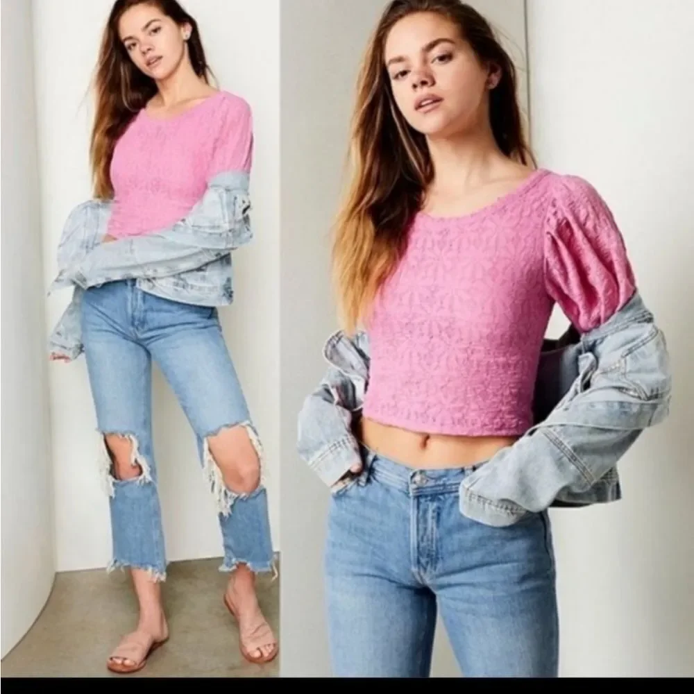 NWOT Free People Tea Time Shirt PINK